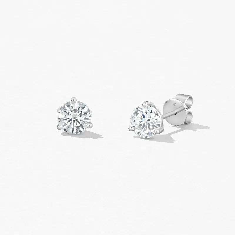 Three-Prong Diamond Stud Earrings