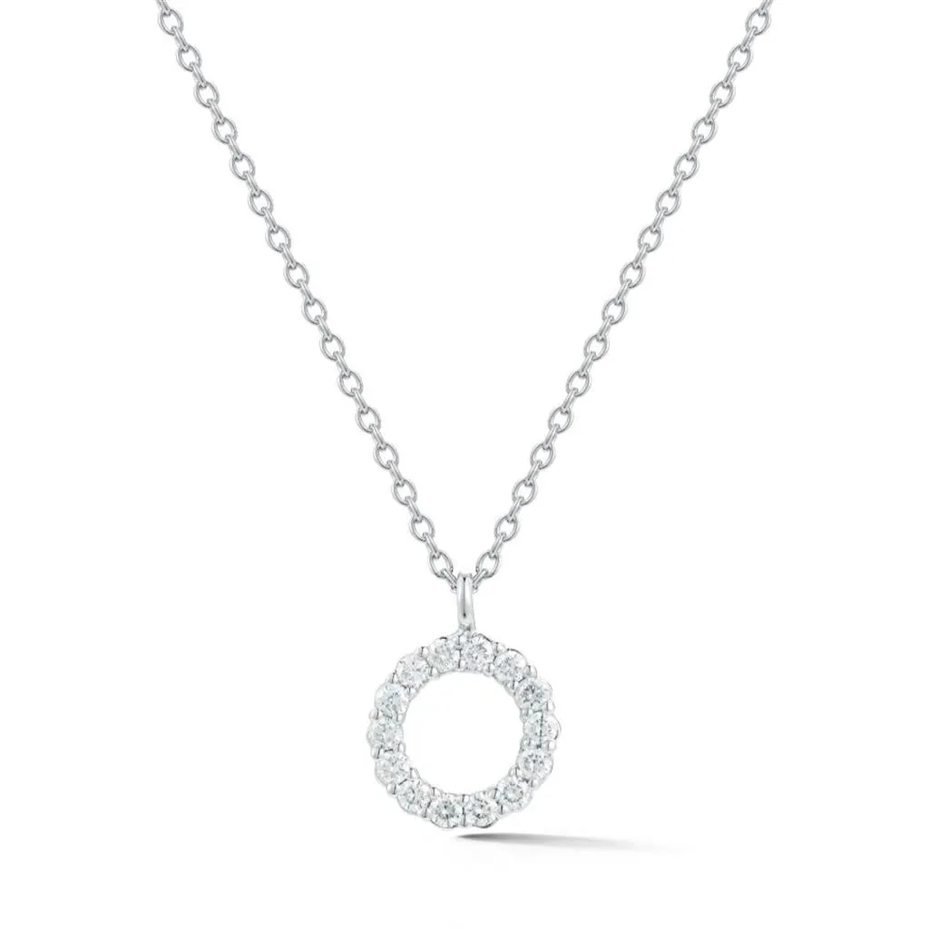 CW Signature 18K White Gold Small Circle Diamond Pendant P0347