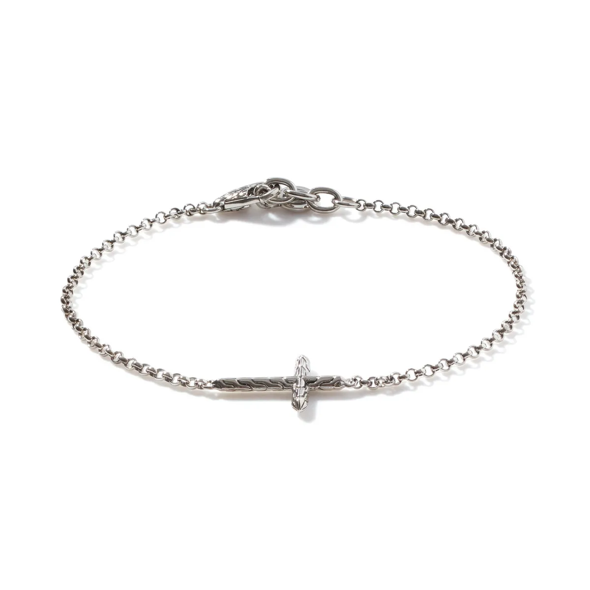 Essentials Silver 2mm Mini Rolo Chain Cross Bracelet by John Hardy