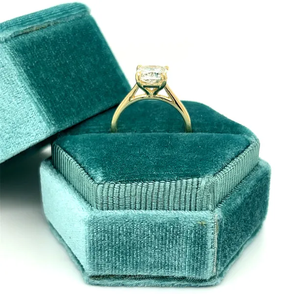14K Yellow 2.04CT Cushion Cut Lab Grown Diamond H Color, VS1 Clarity, IGI#586376651 Solitaire Engagement Ring WJS Custom Set Collection 192-00070400-00015