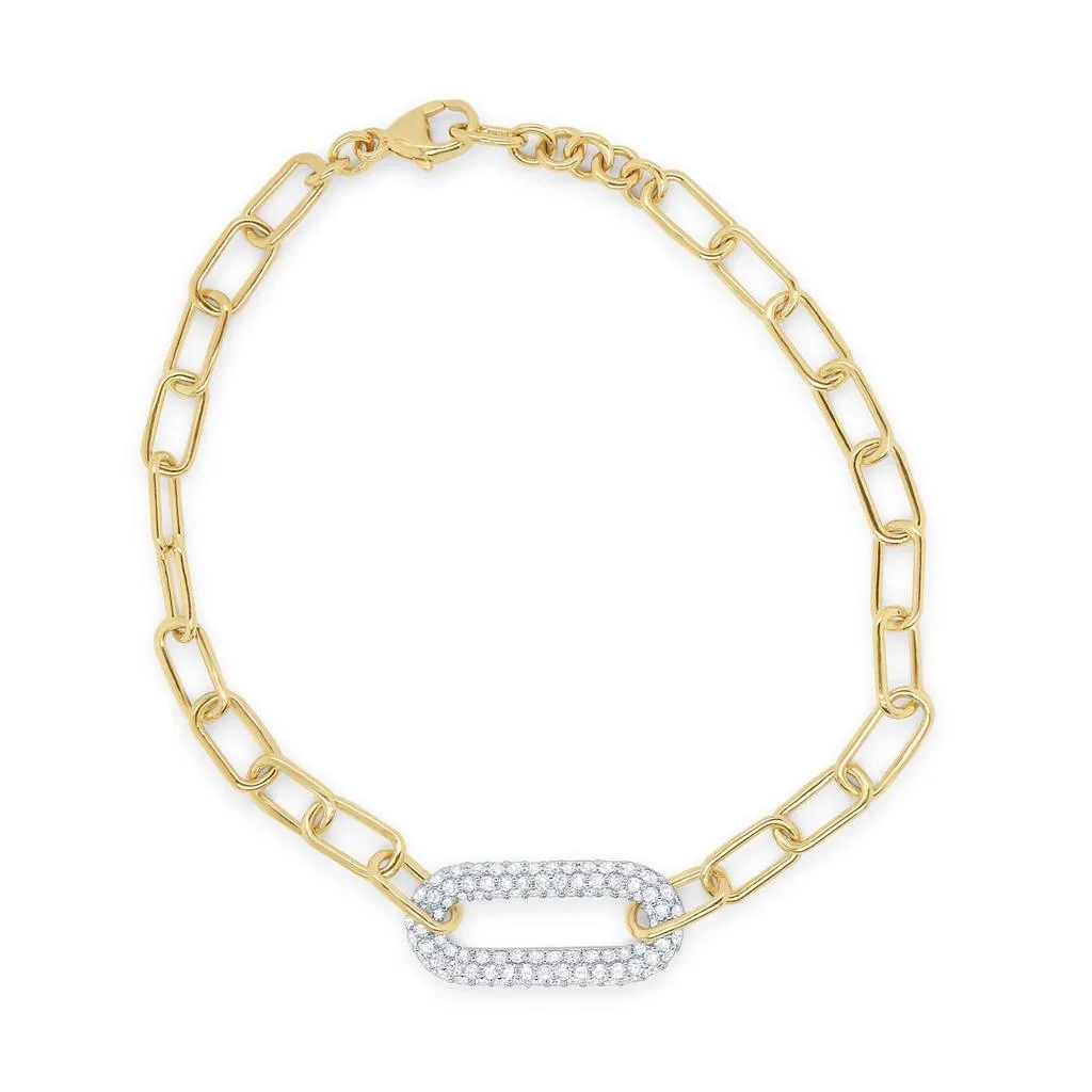 KC Designs 14K Yellow and White Gold Paperclip Link Diamond Bracelet B5189