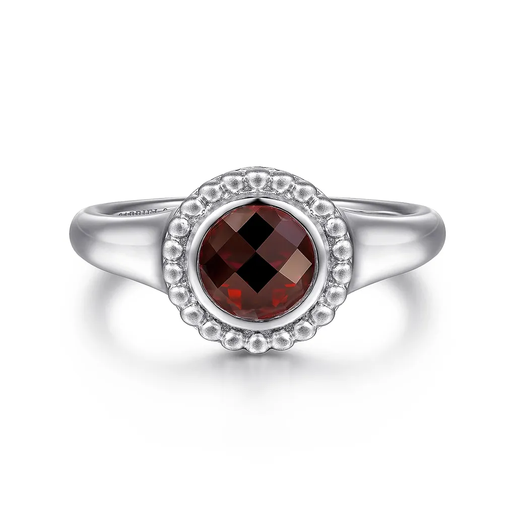 Gabriel & Co. Fashion Sterling Silver Round Garnet Ring