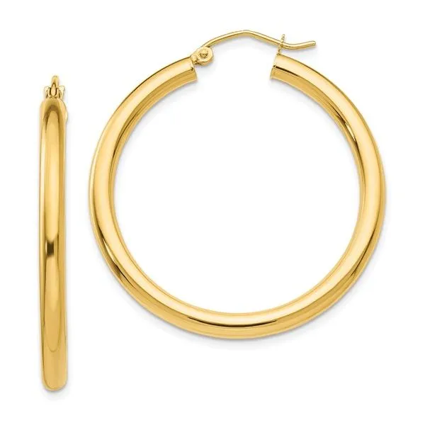 14K Yellow Polished Lightweight Tube Hoop Earrings 001-425-00945