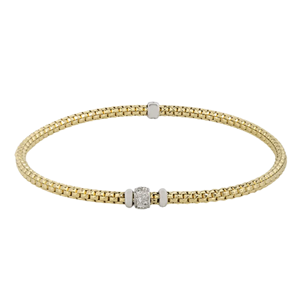 Lady's Two-Tone 18 Karat Flexable Woven Bracelet