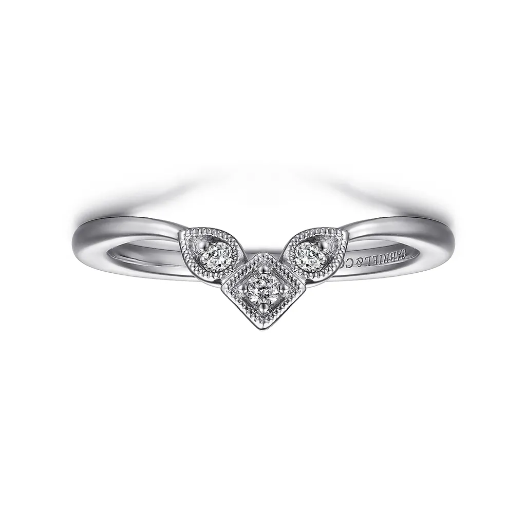 Gabriel & Co. 14K White Gold Diamond Curved Anniversary Band - 0.06 ct