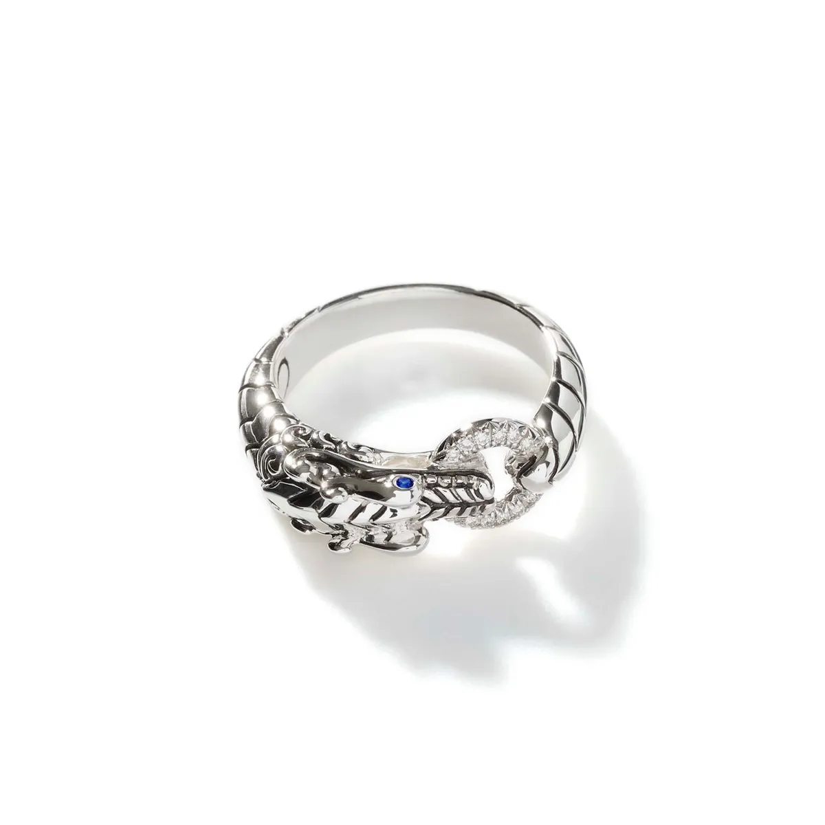 Naga Heritage Silver Diamond Pave Dragon Head Ring by John Hardy