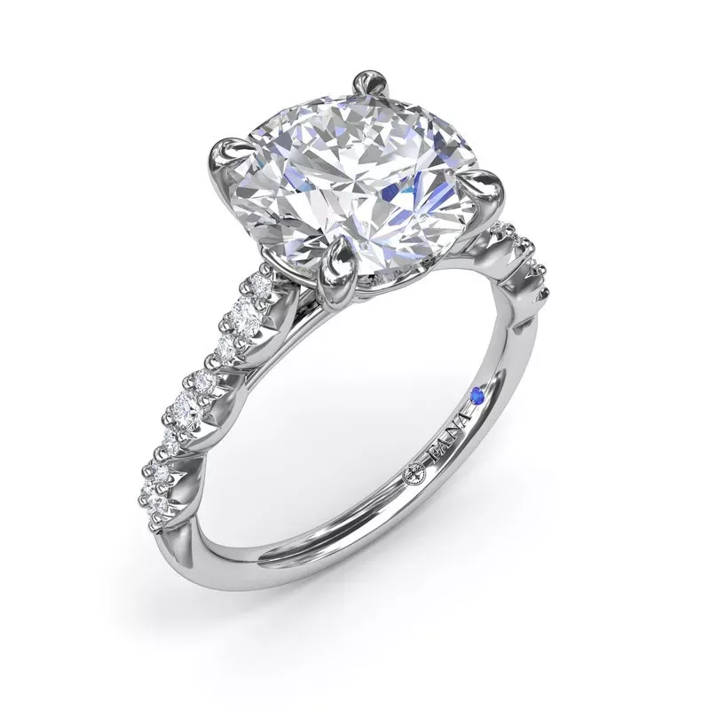 14K White Gold 0.20cttw G/H SI Round Petite Pave Diamond Semi-Mount Ring by Fana