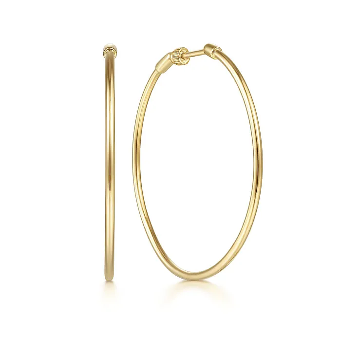 Yellow Gold Round Classic Hoop Earrings