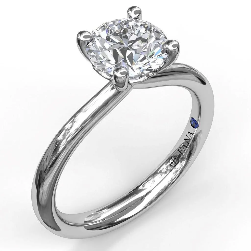 14K White Gold Diamond Timeless Round Semi Mount Ring by Fana