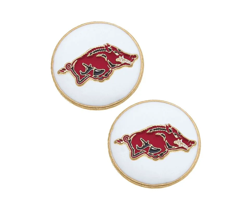 Arkansas Razorbacks Enamel Disc Stud Earrings