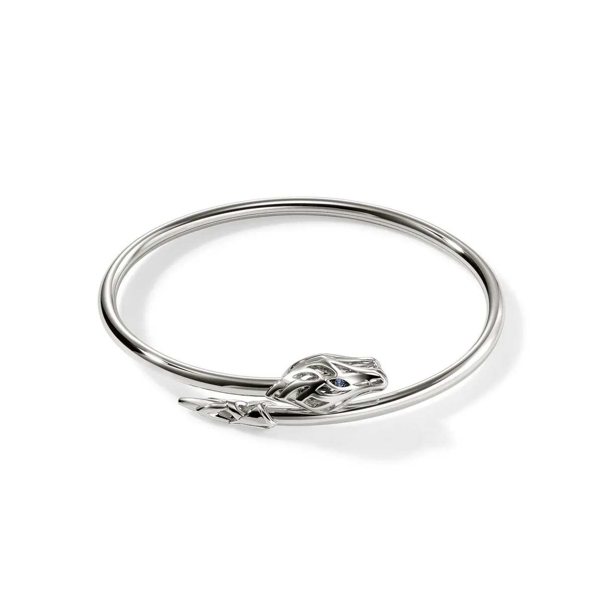 Naga Silver Slim Cuff with Blue Sapphire Eyes by John Hardy