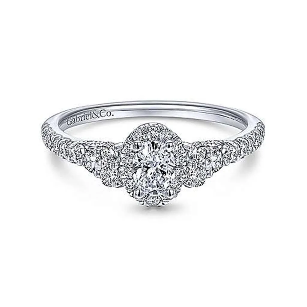 Polished Halo Diamond Engagement Ring