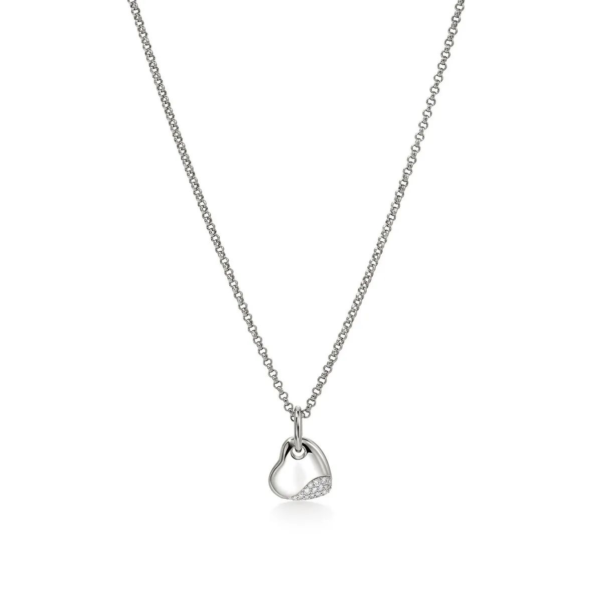 Pebble Silver Diamond Pave Heart Pendant by John Hardy
