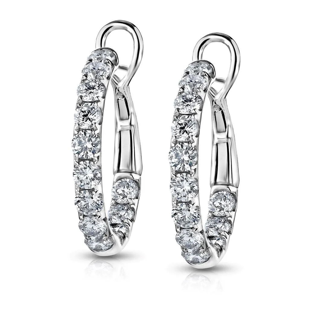CW Signature 18K White Gold Inside Out Diamond Hoops E0097