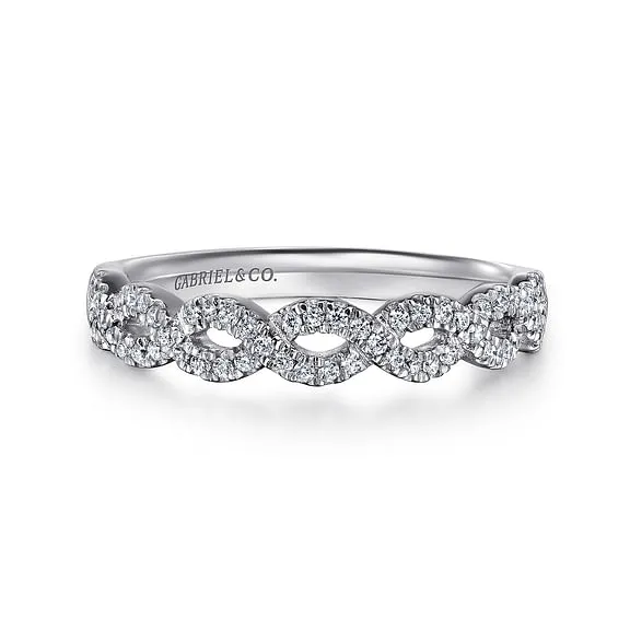 Treviso - Twisted-14K White Gold Twisted Diamond Anniversary Band - 0.2 ct