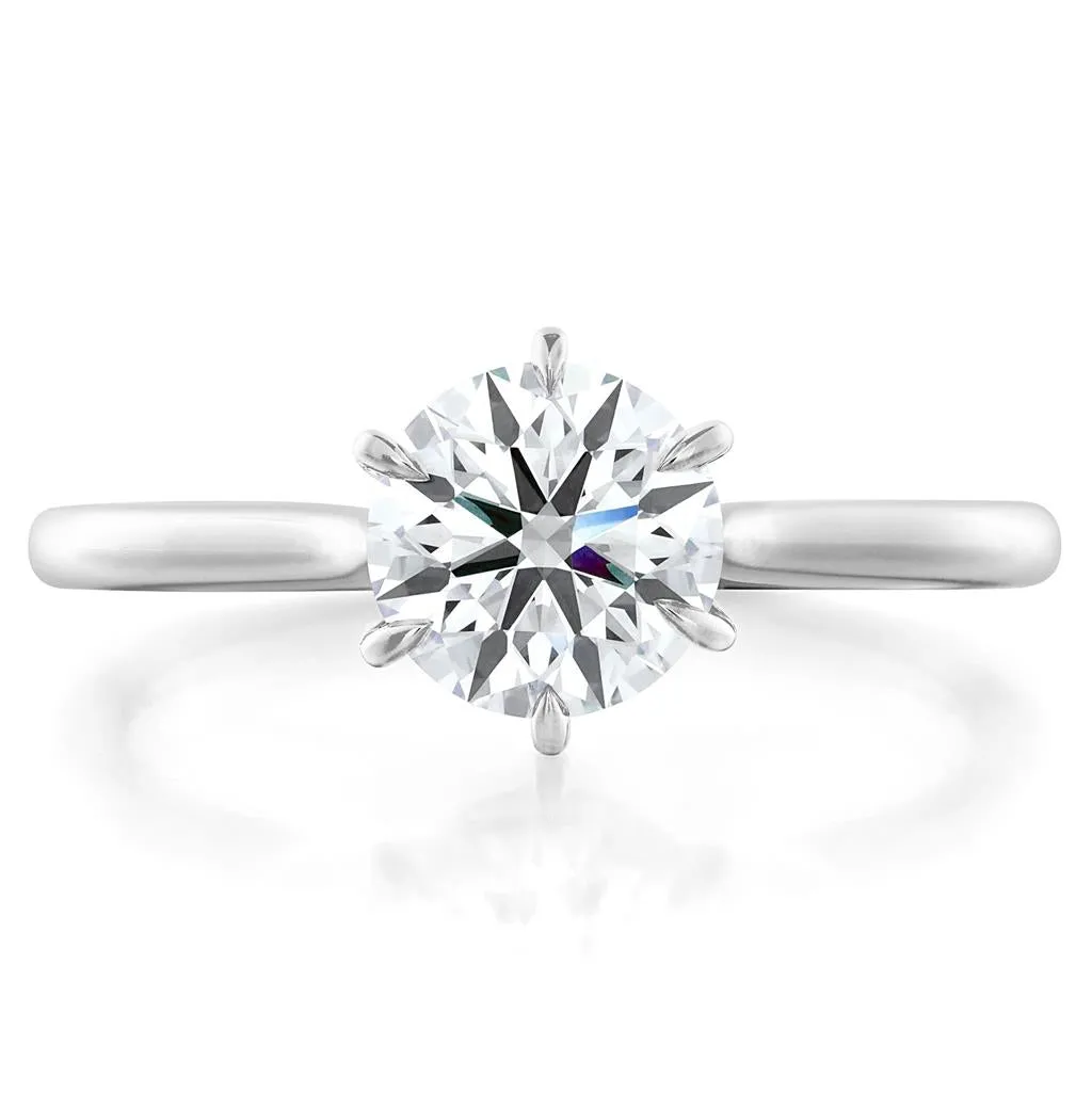 Hearts On Fire 18K White Gold 6 Prong Solitaire Engagement Ring MTRCAM6P8WA