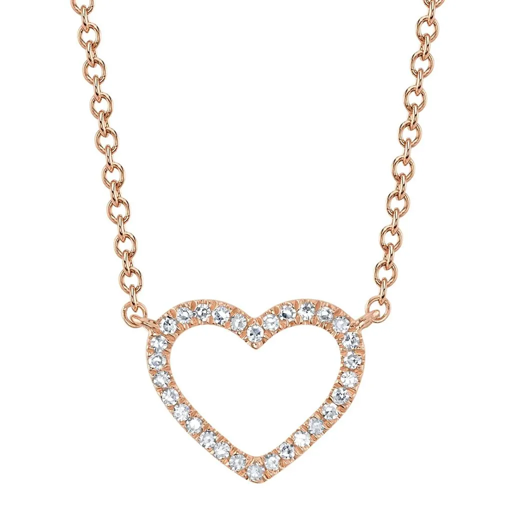 Shy Creation 14K Rose Gold Diamond Heart Necklace SC22009122