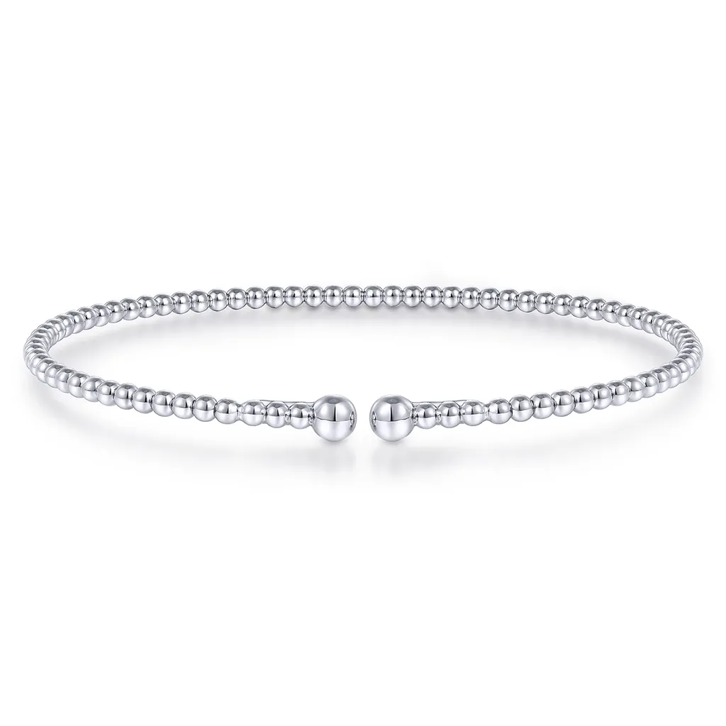 Gabriel & Co. Fashion Split 14K White Gold Beaded Bujukan Bangle