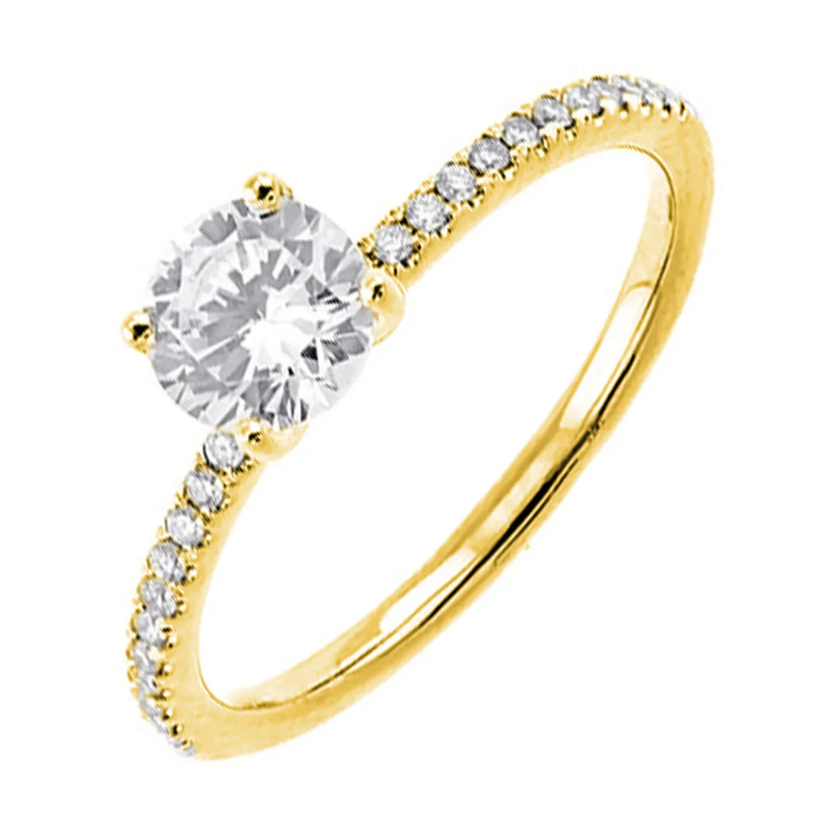 14K Yellow Gold 0.13cttw SI H-I Diamond Semi Mount Ring