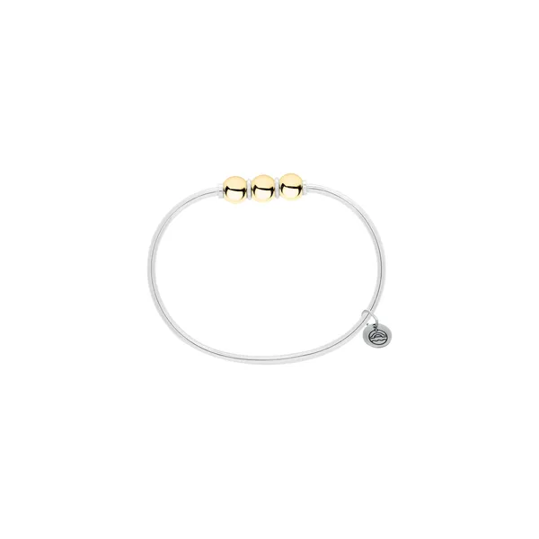 Twotone 14K Yellow Gold & Sterling Silver Bracelet with Gold Beads 001-610-01051