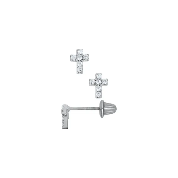 Sterling Silver CZ Cross Earrings 001-670-00883