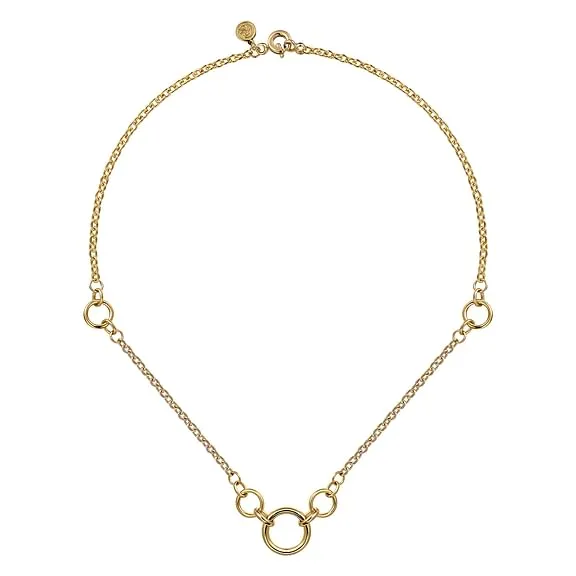 14K Yellow Gold Hollow Tube Link Necklace