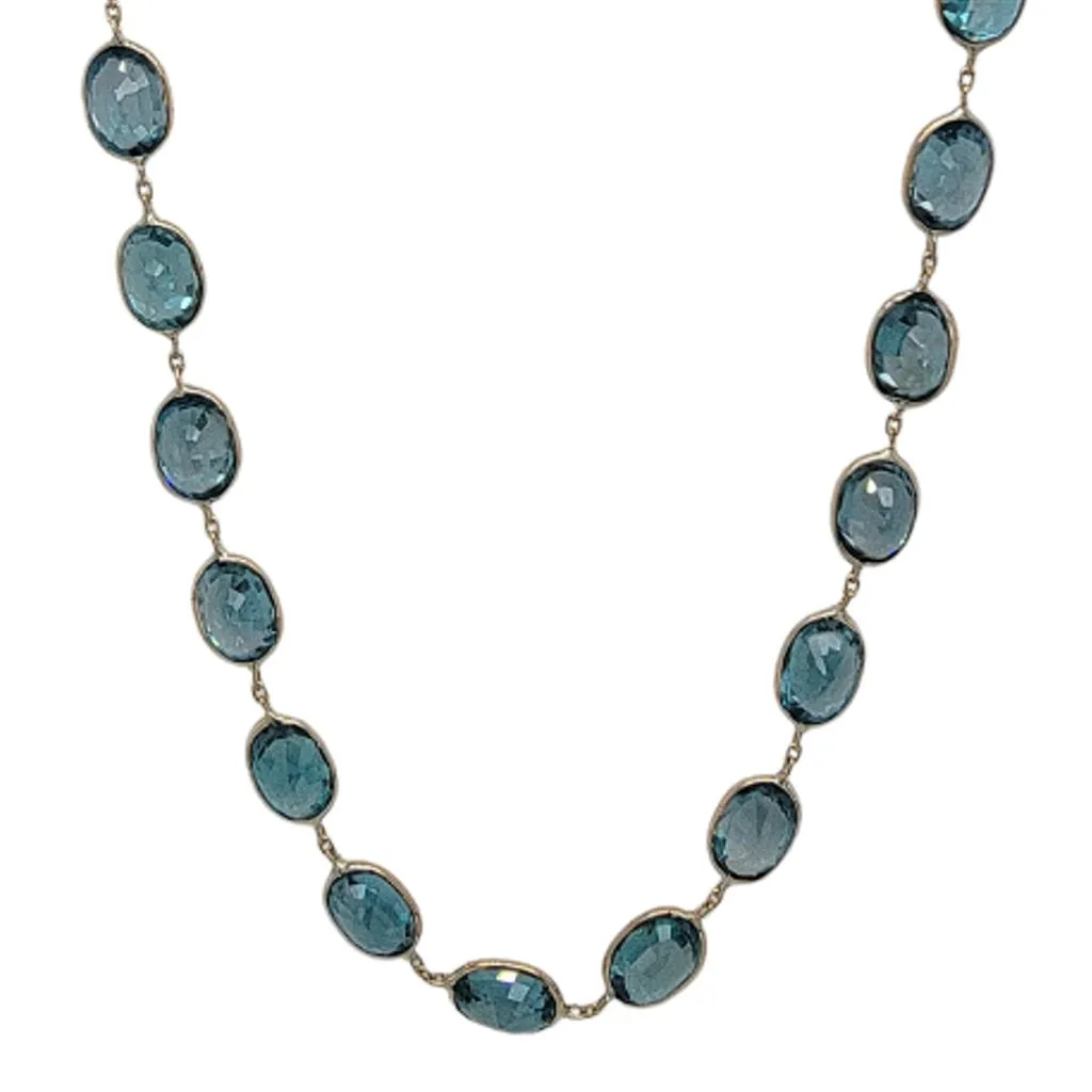 Raymond Mazza 14K Yellow Gold Blue Zircon Necklace NZ6700BZ