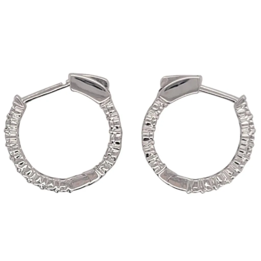 14K White Gold Round Inside Out Diamond Hoop Earrings XM13E2425V0814