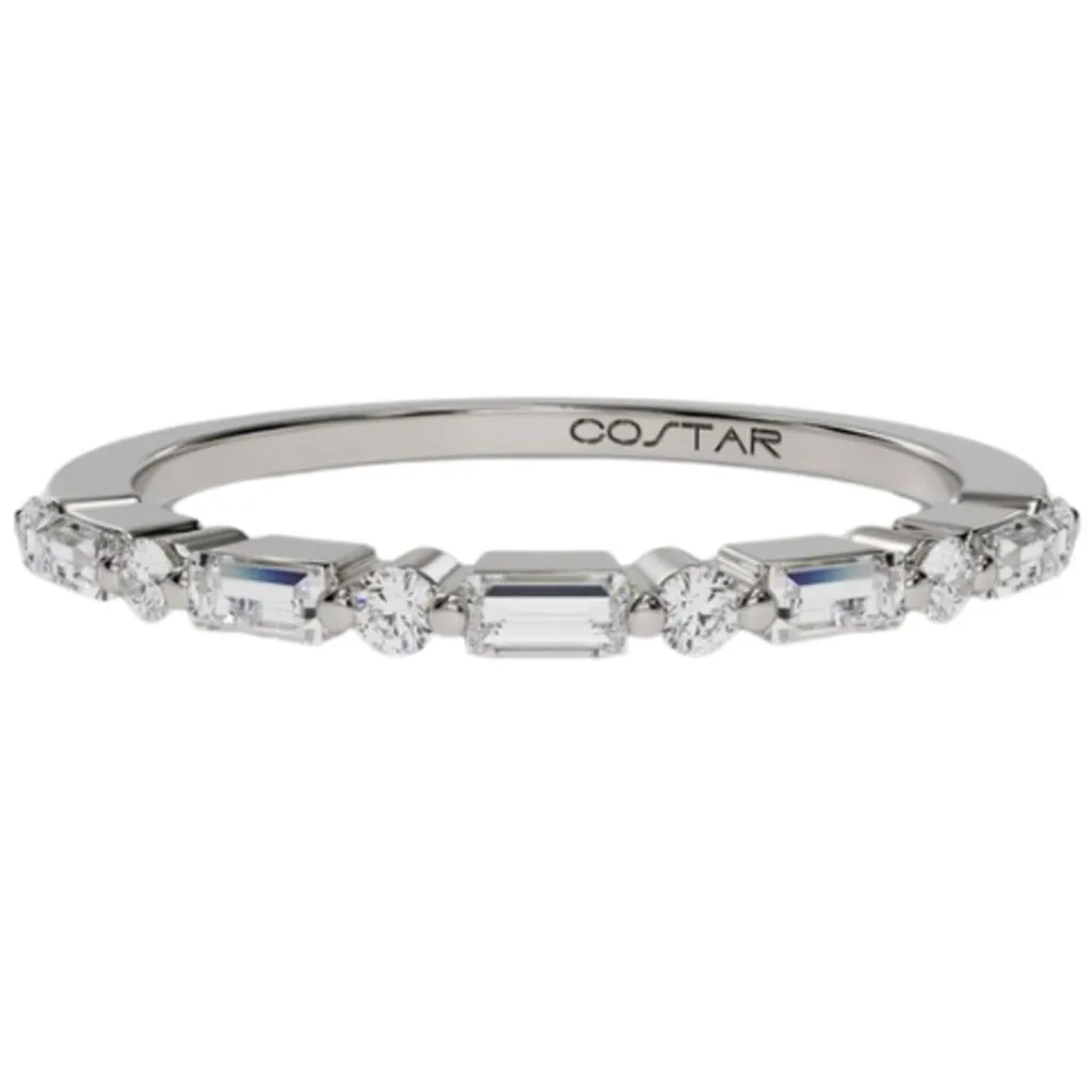Costar 14K White Gold Baguette and Round Diamond Band R12504WB025