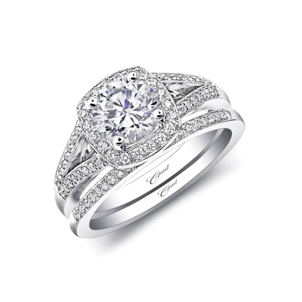 Coast Diamond Milgrain Cushion Halo Split Shank Ring Mounting
