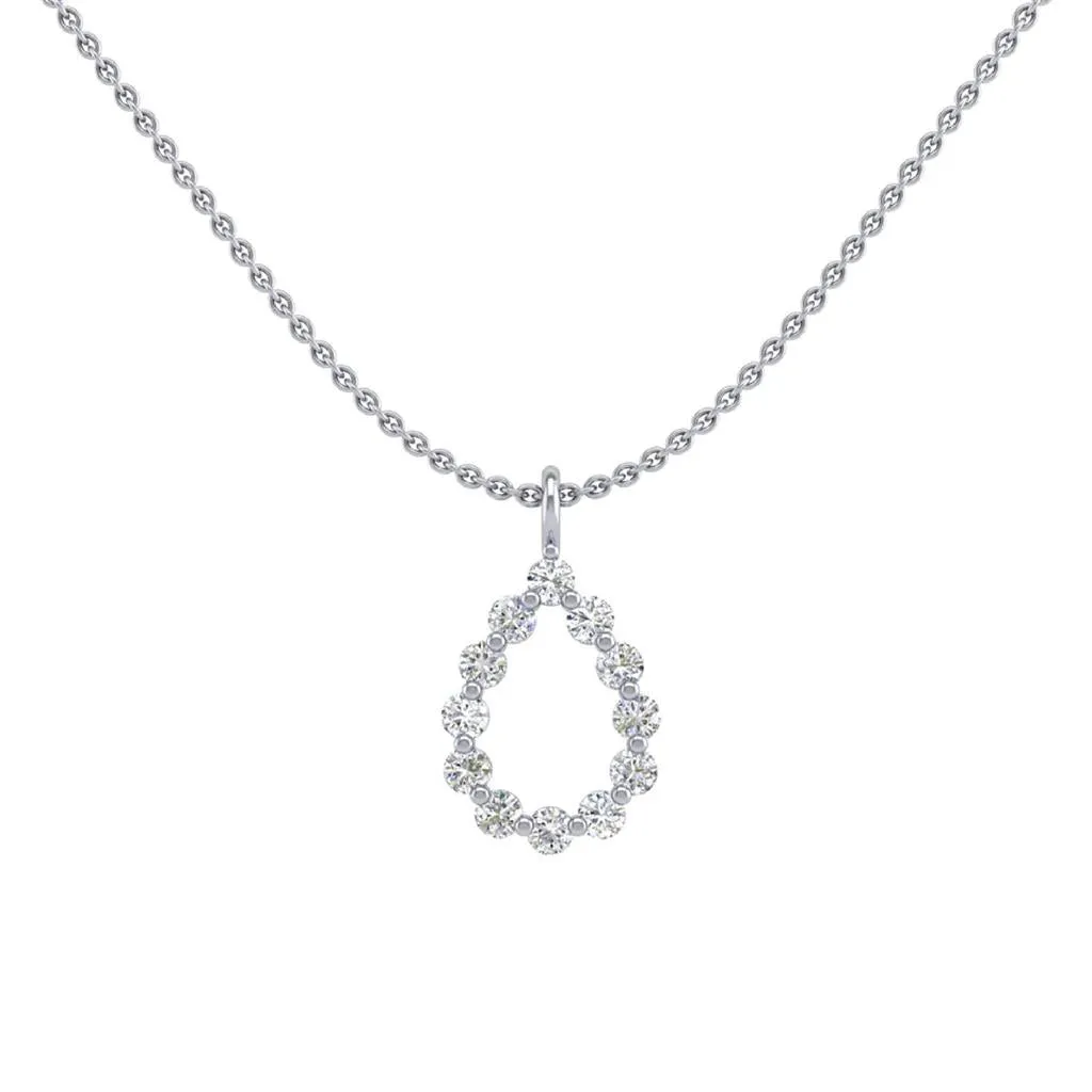 CW Signature 18K White Gold Teardrop Diamond 12 Stone Necklace P0483