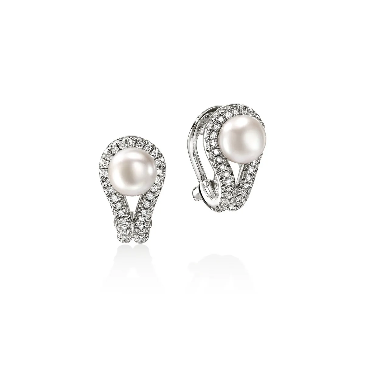 Surf Silver Diamond Pave Earring with Cultured Fresh Water Pearls by John Hardy