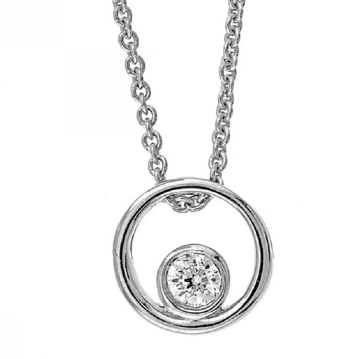 Sterling Silver Diamond Circle Necklace