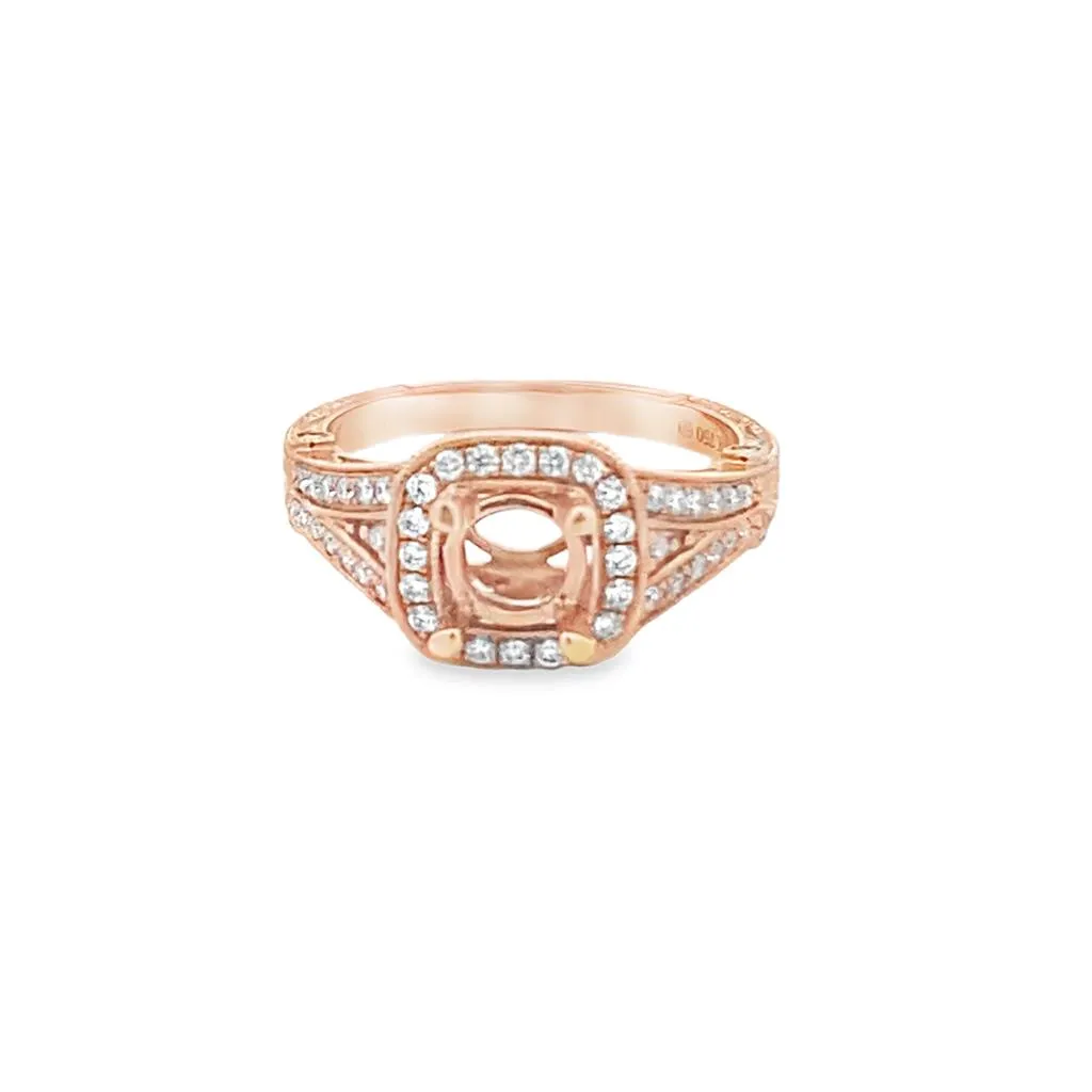 Nelson Engraved Split Shank Diamond Halo Ring Mounting