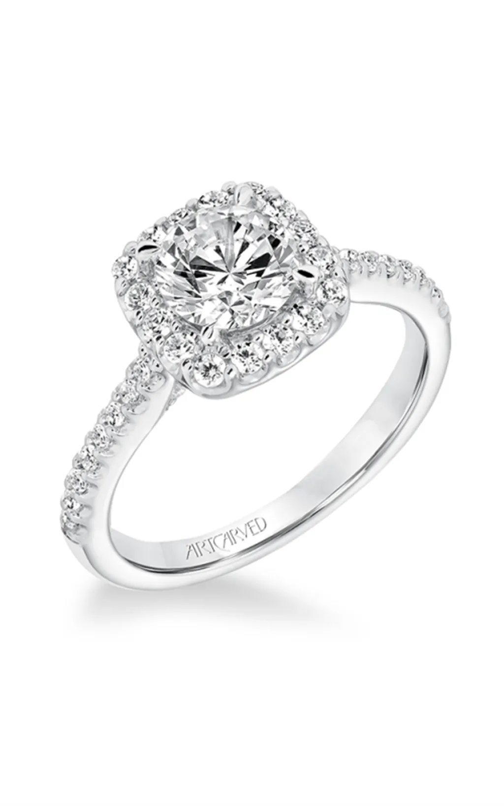 14K White Gold 0.50 Ctw Diamond Halo Setting Remount Ring