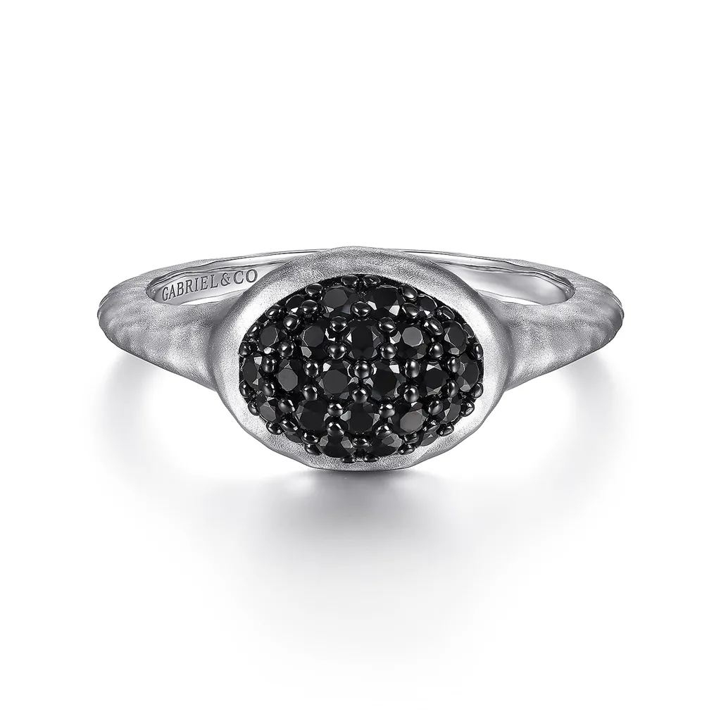 Gabriel & Co. Silver Sterling Silver Oval Black Spinel Ring