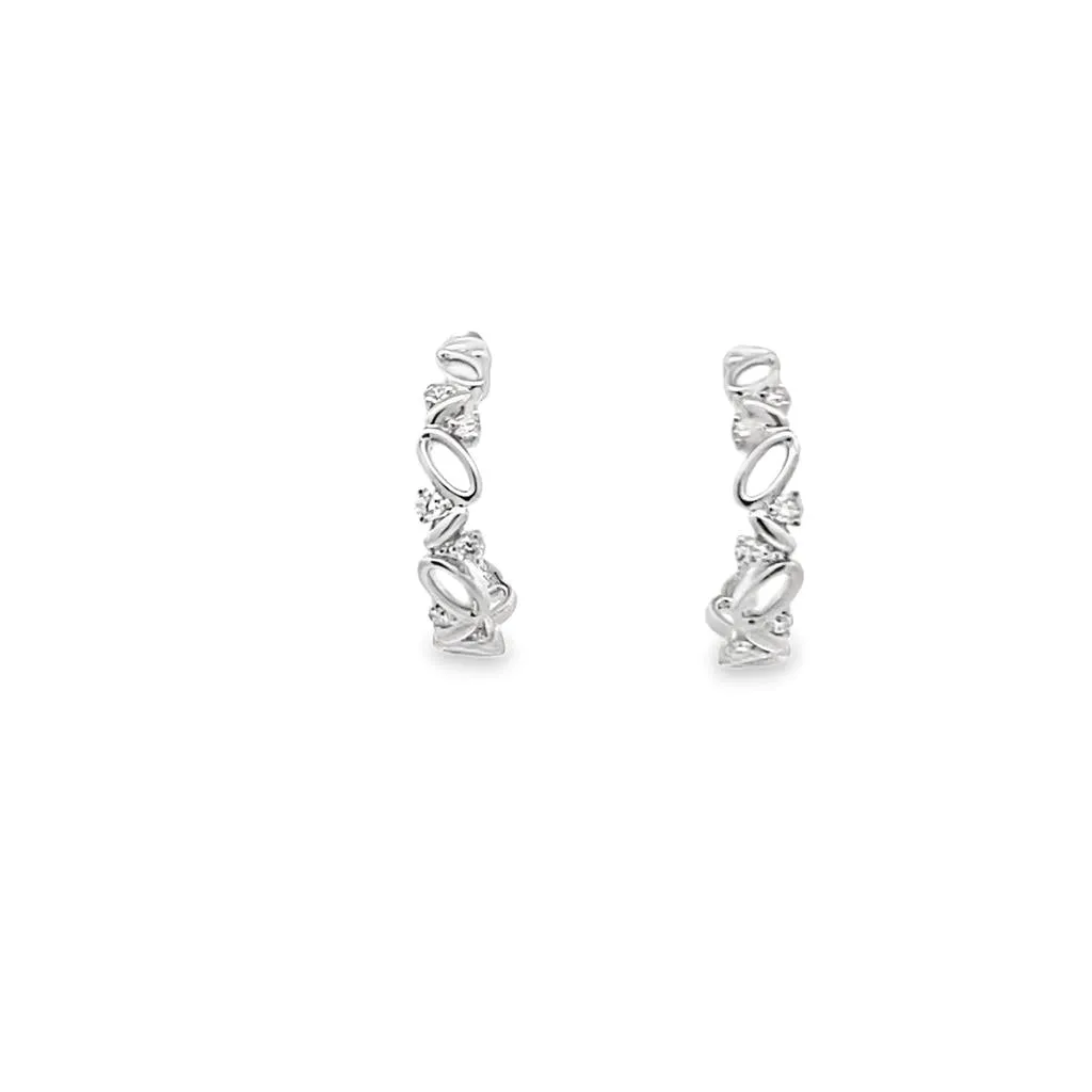 Lady's White Polished 18 Karat Medium Hoop Earrings