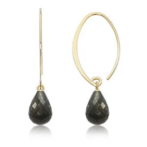 14K Yellow Gold Small Simple Sweep Smokey Quartz