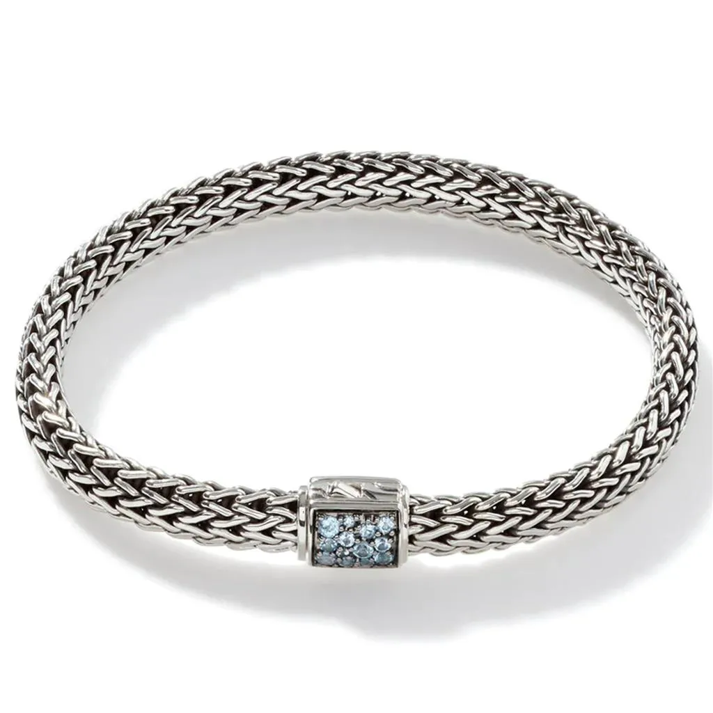 John Hardy Sterling Silver Black Sapphire and Blue Topaz Bracelet BBS90422RVBLS2SBTXUM