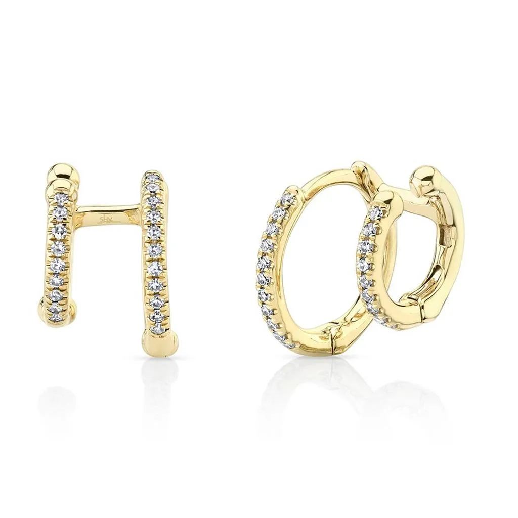Shy Creation 14K Yellow Gold Circle Diamond Earrings SC55005961V2