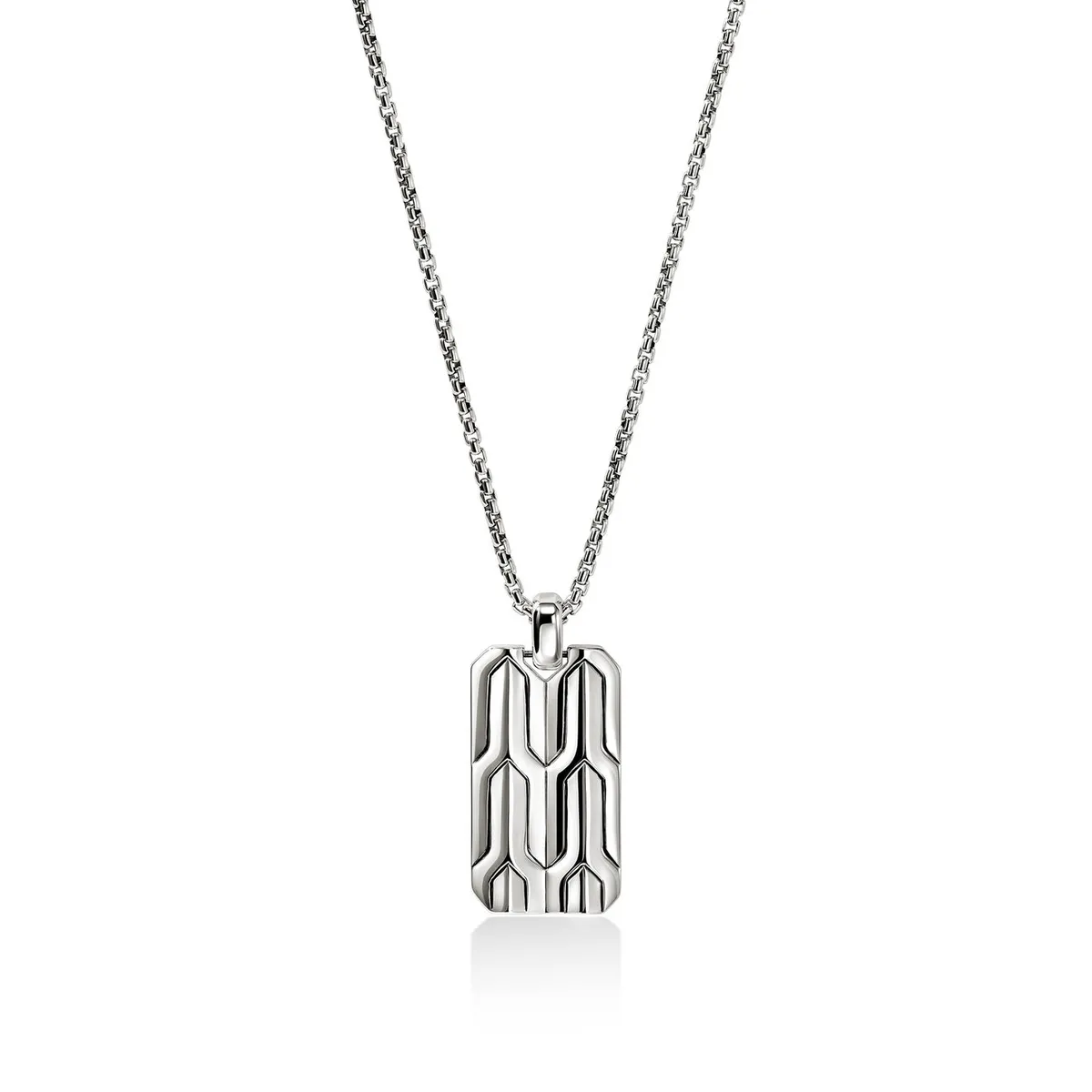 Icon 50 Silver Tag Pendant on Box Chain Necklace by John Hardy