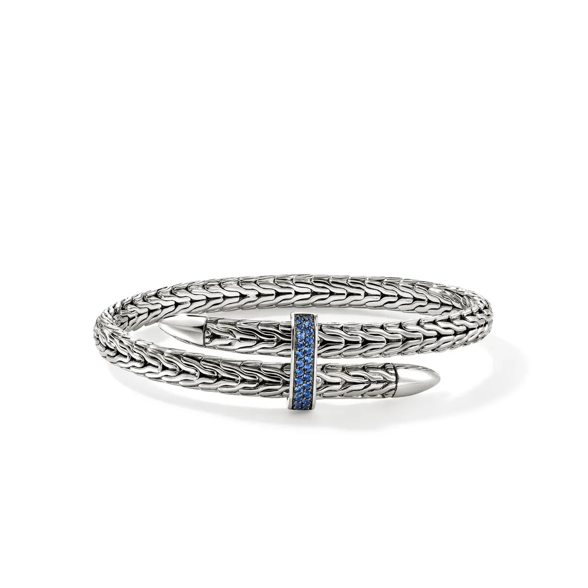 Spear Silver Bypass Flex Cuff in Sapphire by John Hardy