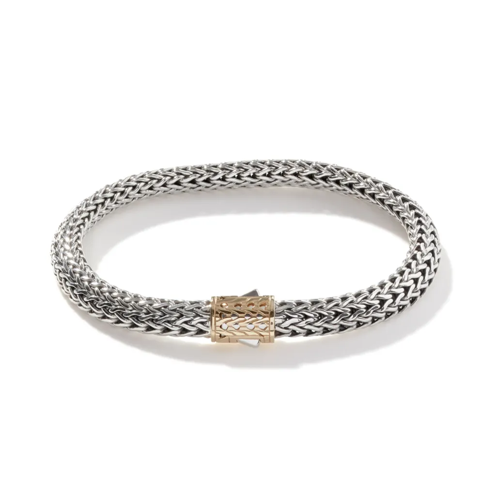 John Hardy Classic Chain Gold & Silver Small Chain Bracelet with Pusher Clasp