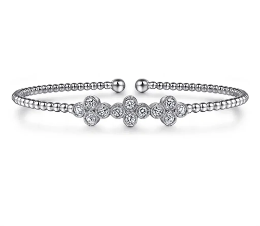 Gabriel & Co Lady's Quatrefoil Diamond Bujukan Bangle Bracelet
