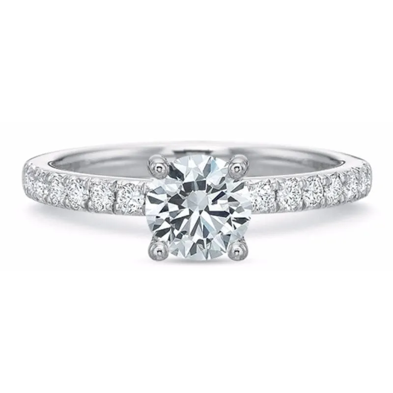 Precision Set 18K White Gold Bead-Set Round Brilliant Diamond Engagement Ring, 0.29ct (Setting Only) 67813