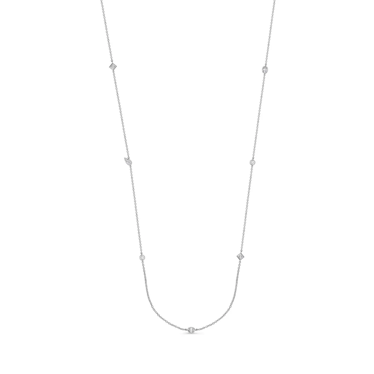 By The Yard Necklace in 18K White Gold & 1.00ct Fancy Diamonds