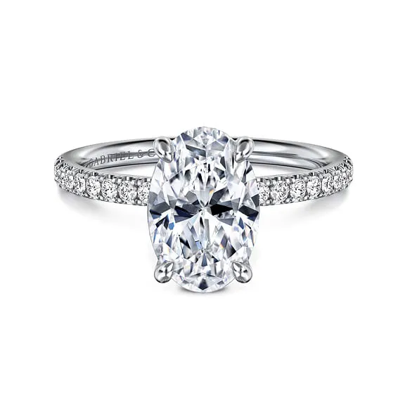 Twain - 14K White Gold Oval Diamond Engagement Ring