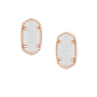 Ellie Rose Gold Plated Earrings in Iridescent Drusy by Kendra Scott