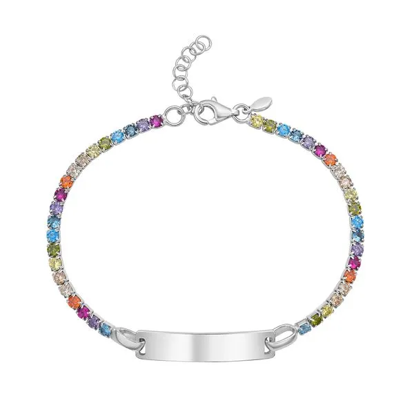 Silver Rainbow CZ ID Bracelet AGC15559-0750