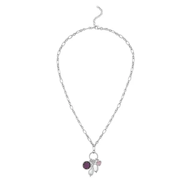 Silver CZ Charm Necklace AGC19499-18